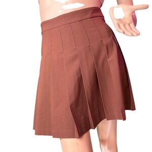 Sunday Best Aritzia‎ Pleated Mini Skirt Brown Dark Academia Preppy Tenniscore  0